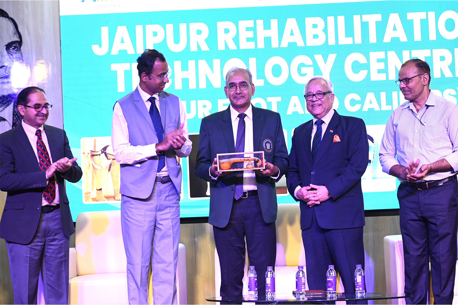 Dr. Jitendra Sharma, MD & Founder CEO of AMTZ with Prof. Bejon Kumar Misra - International Consumer Policy Expert during Dr. Kalam Memorial Lecture session Health Care Medical Technology in India