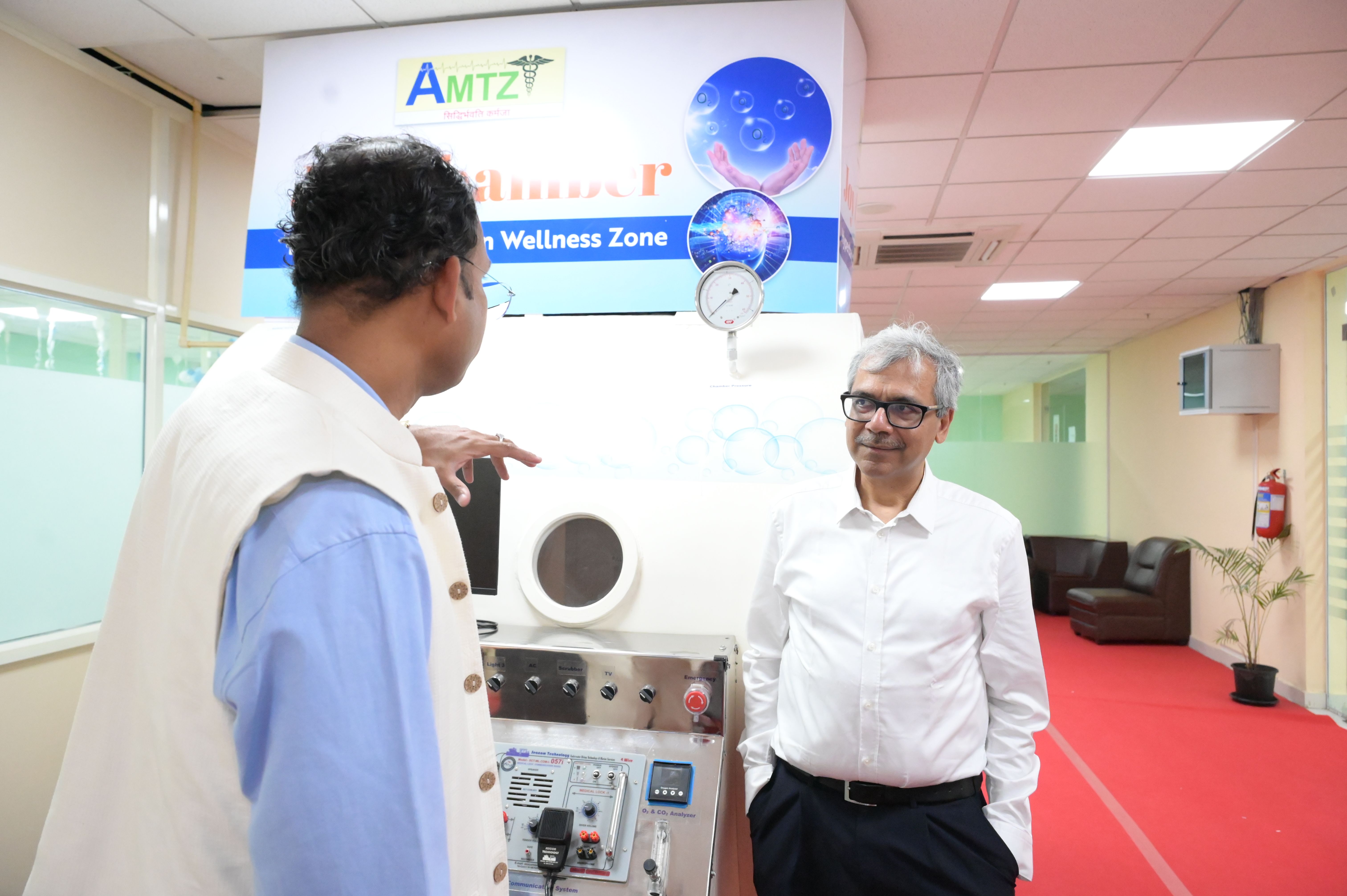 Dr. Jitendra Sharma meets Dr. Rajiv Bahl, DG of ICMR, at the AMTZ Advanced Technology campus to discuss Health Care and Medical Care in India