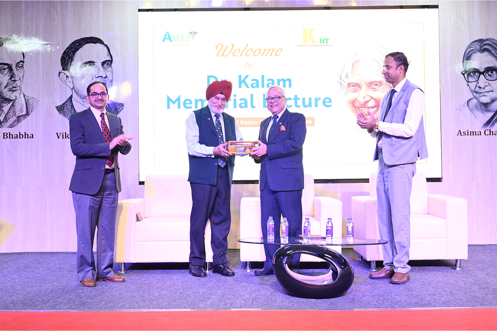 Dr. Jitendra Sharma, MD & Founder CEO of AMTZ, discusses Health Care Technology and MedTech Care Technology in India with Prof. Bejon Kumar Misra, International Consumer Policy Expert, during the Dr. Kalam Memorial Lecture session