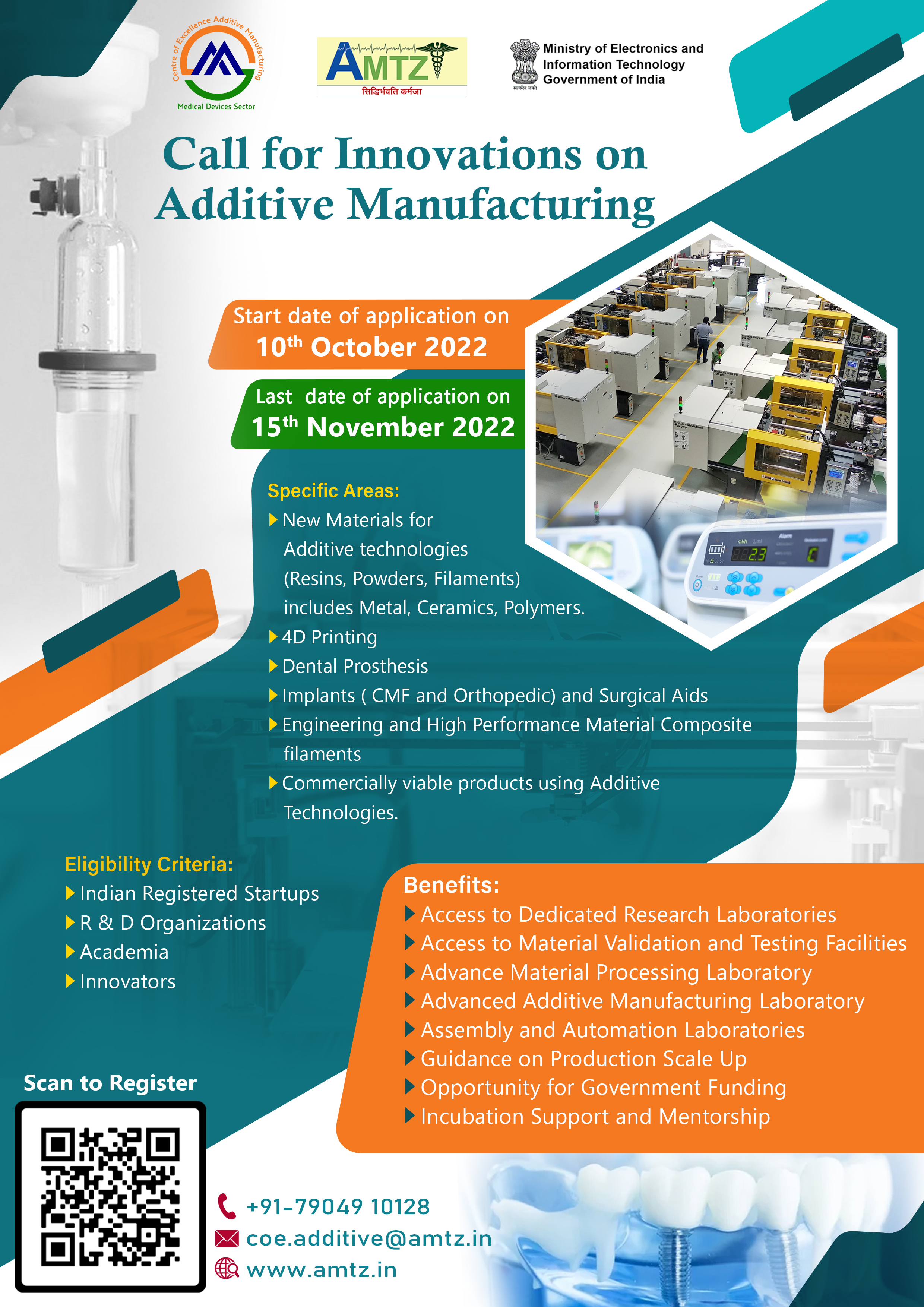 CoE-AM-MDS, Additive Manufacturing Innovation Call, AMTZ, MeitY GOI
